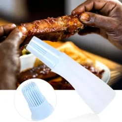 2 st hushållsgrill silikonolja flaska med borste kök bakning grillverktyg blå