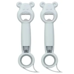 2 st 4-i-1-burköppnare universell bärbar manuell flasköppnare för drycker grå