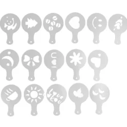 16 ST Kaffeschabloner Multipurpose tårtdekorationsschabloner för DIY Kaffekaka Fondant Choklad Cappuccino