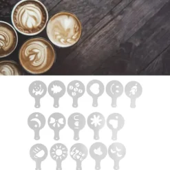 16 ST Kaffeschabloner Multipurpose tårtdekorationsschabloner för DIY Kaffekaka Fondant Choklad Cappuccino