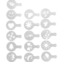 16 ST Kaffeschabloner Multipurpose tårtdekorationsschabloner för DIY Kaffekaka Fondant Choklad Cappuccino