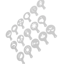 16 ST Kaffeschabloner Multipurpose tårtdekorationsschabloner för DIY Kaffekaka Fondant Choklad Cappuccino