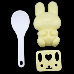 3 st livsmedelsgodkänd PP tecknad kaninmodell sushirisform gör-det-själv-hantverk onigiri-verktyg (gul)