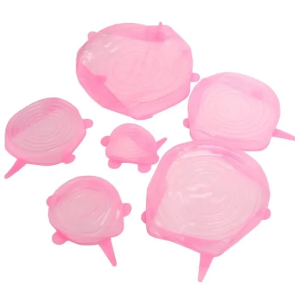 6 st. matförslutningslock expanderbart återanvändbart grönsaks- och fruktförslutningslock för köksbruk rosa