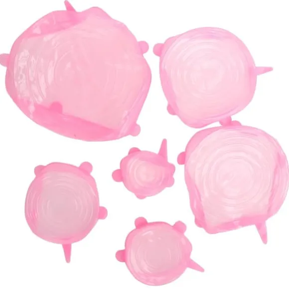 6 st. matförslutningslock expanderbart återanvändbart grönsaks- och fruktförslutningslock för köksbruk rosa