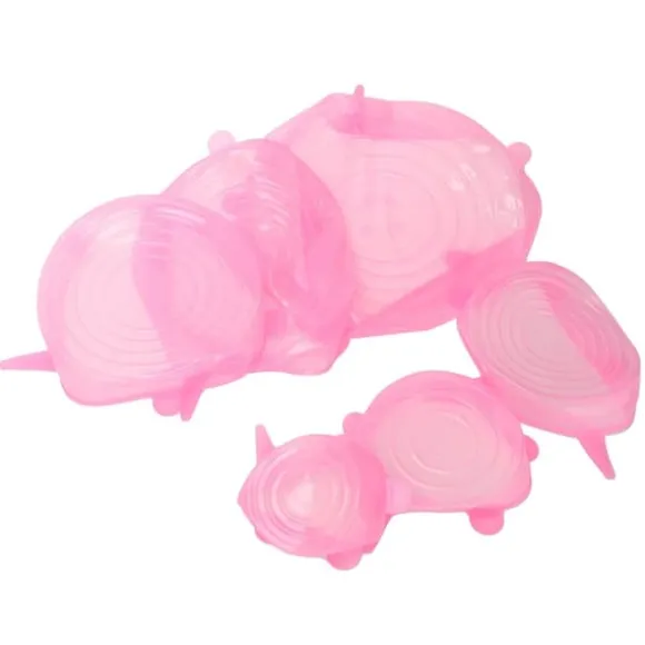 6 st. matförslutningslock expanderbart återanvändbart grönsaks- och fruktförslutningslock för köksbruk rosa