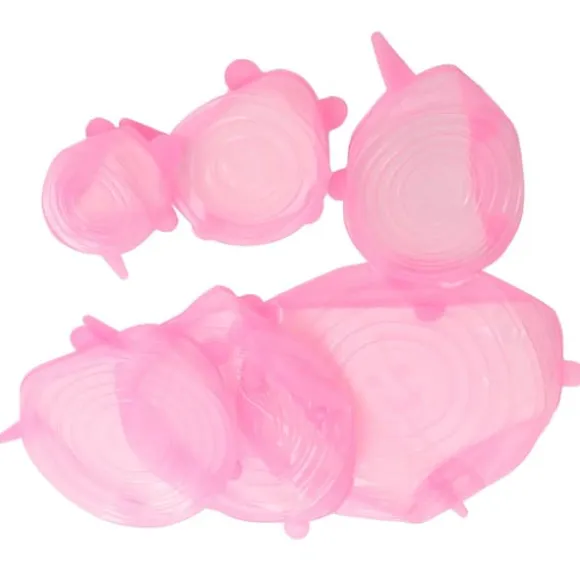 6 st. matförslutningslock expanderbart återanvändbart grönsaks- och fruktförslutningslock för köksbruk rosa