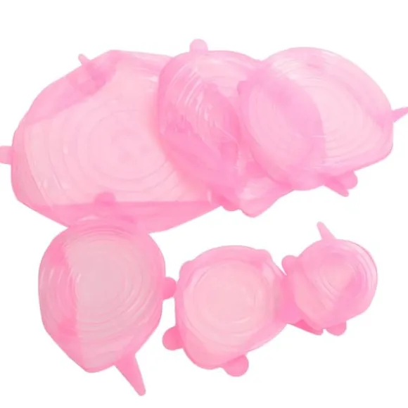 6 st. matförslutningslock expanderbart återanvändbart grönsaks- och fruktförslutningslock för köksbruk rosa