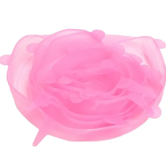 6 st. matförslutningslock expanderbart återanvändbart grönsaks- och fruktförslutningslock för köksbruk rosa