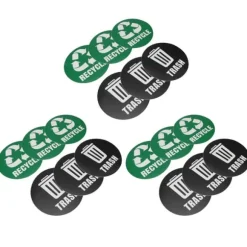 18 st miljöetiketter återvinn skräp dekaler självhäftande vattentät papperskorgdekor