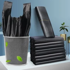 50 st papperskorgspåse svart papperskorgspåse förtjockad PE stor kapacitet västtyp papperskorgsfoder för hemkök kontor