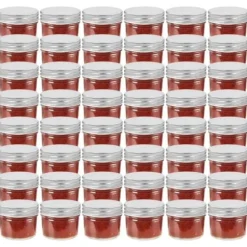 48 st pots med lock i silverfärgad glas 110 ml