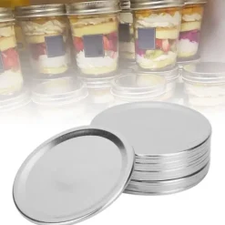 24 st runda delade lock för konservburkar, förvaringslock för vanlig burk med bred öppning (silver 86 mm)