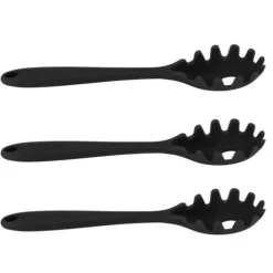 3 st silikon spagetti sked allt i 1 livsmedelsklass värmebeständig silikon spaghetti nudlar sked gaffel köksredskap svart