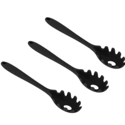 3 st silikon spagetti sked allt i 1 livsmedelsklass värmebeständig silikon spaghetti nudlar sked gaffel köksredskap svart