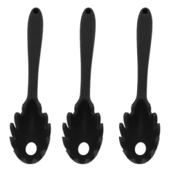 3 st silikon spagetti sked allt i 1 livsmedelsklass värmebeständig silikon spaghetti nudlar sked gaffel köksredskap svart