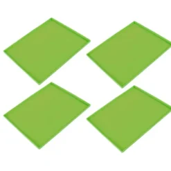 4 st silikon torkmattor livsmedelskvalitet hög temperaturbeständighet förhindrar klibbning frukttorkbrickor med kant grön