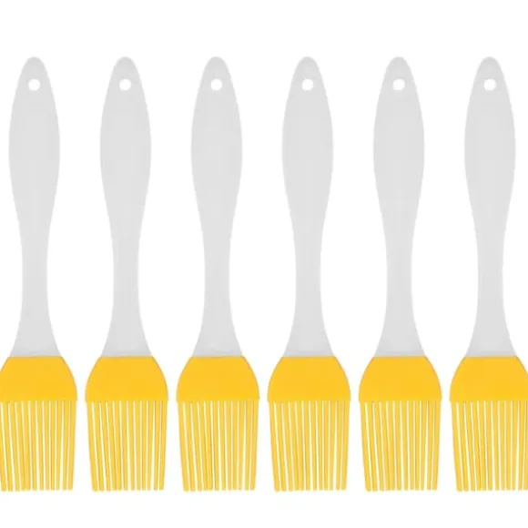 6 st silikonoljeborste livsmedelskvalitet värmebeständig gul köksredskap grill bakborste
