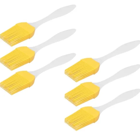 6 st silikonoljeborste livsmedelskvalitet värmebeständig gul köksredskap grill bakborste