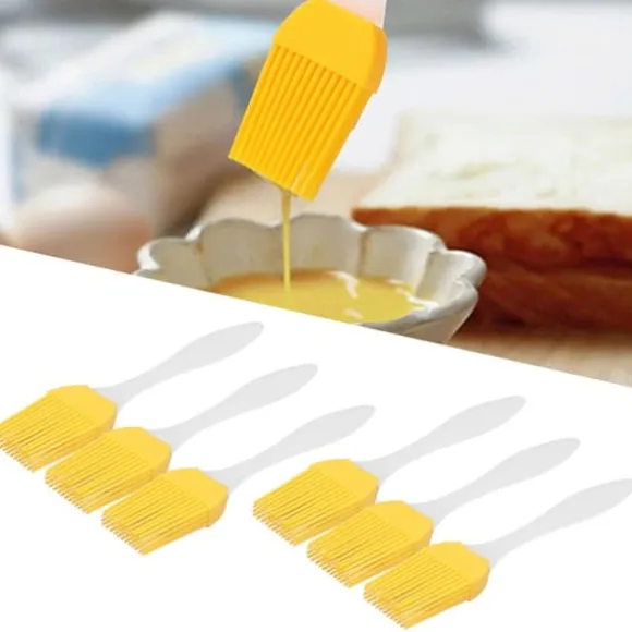 6 st silikonoljeborste livsmedelskvalitet värmebeständig gul köksredskap grill bakborste