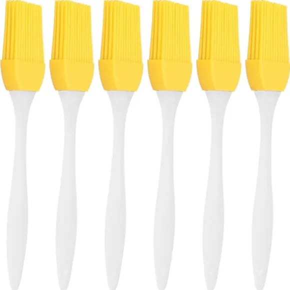 6 st silikonoljeborste livsmedelskvalitet värmebeständig gul köksredskap grill bakborste