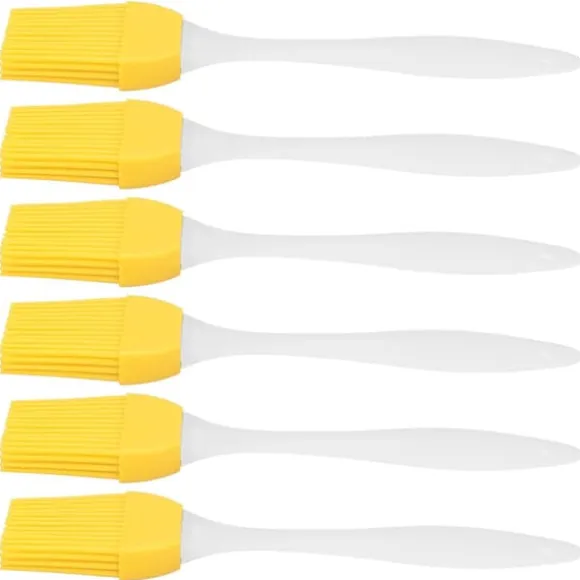6 st silikonoljeborste livsmedelskvalitet värmebeständig gul köksredskap grill bakborste