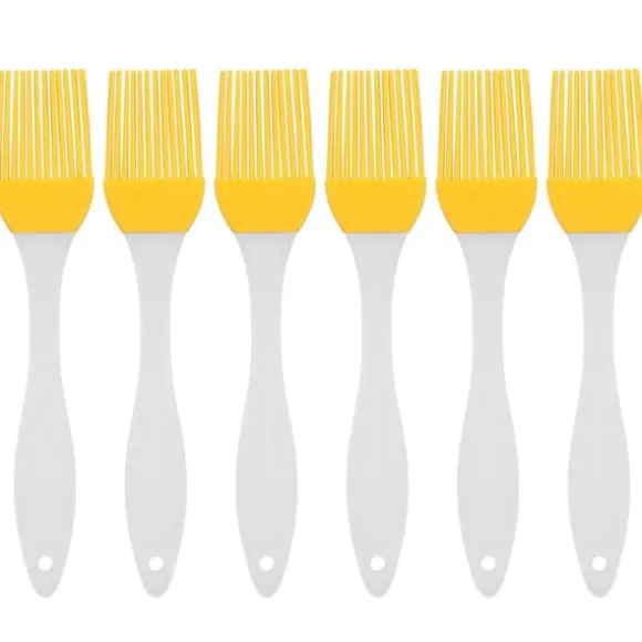 6 st silikonoljeborste livsmedelskvalitet värmebeständig gul köksredskap grill bakborste