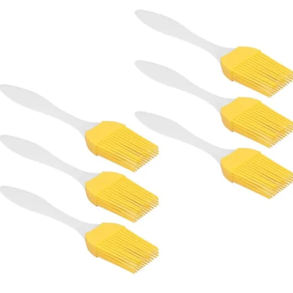 6 st silikonoljeborste livsmedelskvalitet värmebeständig gul köksredskap grill bakborste