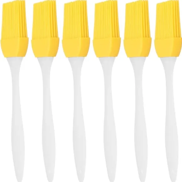 6 st silikonoljeborste livsmedelskvalitet värmebeständig gul köksredskap grill bakborste