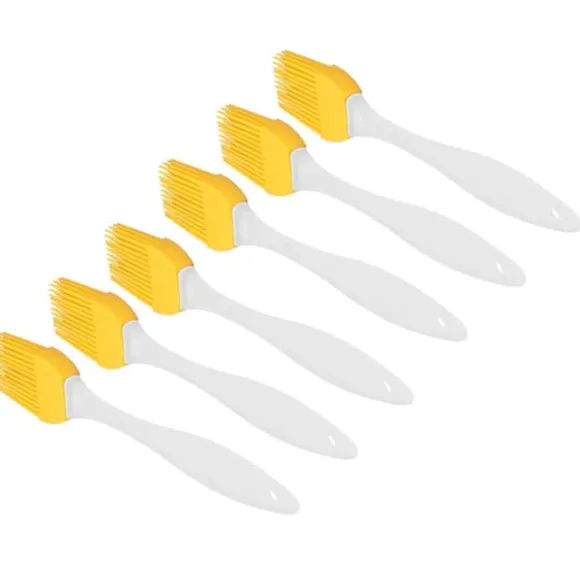 6 st silikonoljeborste livsmedelskvalitet värmebeständig gul köksredskap grill bakborste