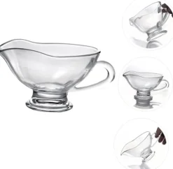 2 st Såsbehållare Sallad Gräddkanna Minisås Båt Såssås Båtkanna Stek Sås Matglas, 12,5X9X6CM, Transparent