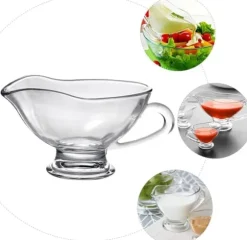 2 st Såsbehållare Sallad Gräddkanna Minisås Båt Såssås Båtkanna Stek Sås Matglas, 12,5X9X6CM, Transparent