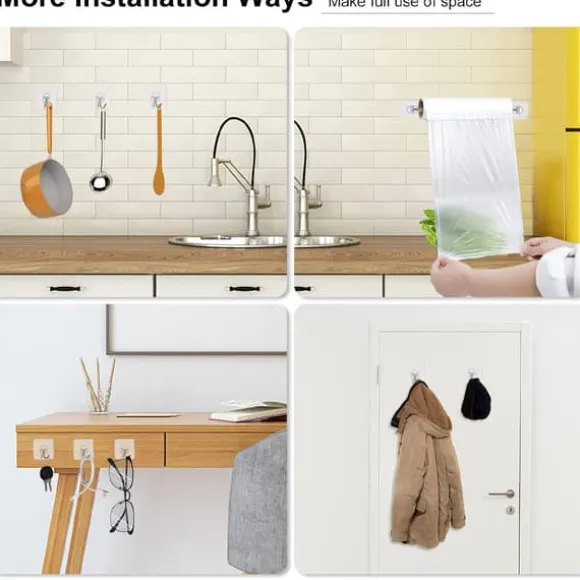 9 st starka självhäftande krokar, självhäftande väggkrokar för att hänga nycklar, handdukar, rockar, skadefria väggfästen för badrum, kök