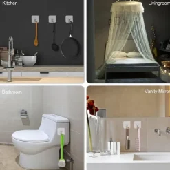 9 st starka självhäftande krokar, självhäftande väggkrokar för att hänga nycklar, handdukar, rockar, skadefria väggfästen för badrum, kök