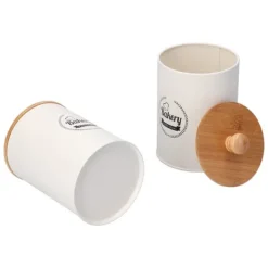 3 st tebehållare bambulock burk te kaffe förvaringsbehållare för hemkök vit