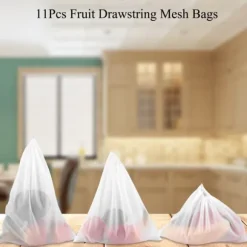 11 st återanvändbara dragskonätpåsar frukt- och grönsakspåsar förvaringsleksaker shoppingpåse