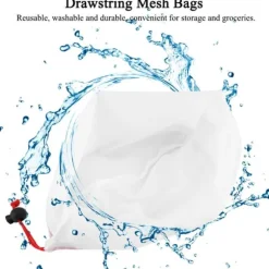 11 st återanvändbara dragskonätpåsar frukt- och grönsakspåsar förvaringsleksaker shoppingpåse