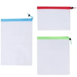 12 st återanvändbara frukt- och grönsakspåsar miljövänliga polyesternät grönsaks- och fruktleksaker förvaring