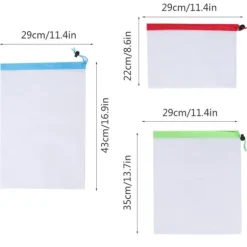 12 st återanvändbara frukt- och grönsakspåsar miljövänliga polyesternät grönsaks- och fruktleksaker förvaring