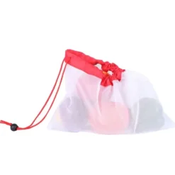 12 st återanvändbara frukt- och grönsakspåsar miljövänliga polyesternät grönsaks- och fruktleksaker förvaring