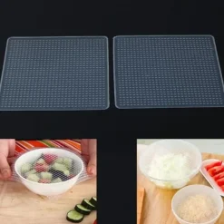 2 st Återanvändbara silikonförvaringsbehållare för matomslag Tätningslock Stretch Cling Wrap konserveringsmedelsfilm Cuisi