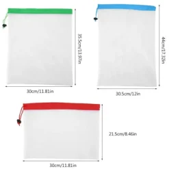 16 st återanvändbara tvättbara grönsaks- och fruktnätpåsar med dragsko