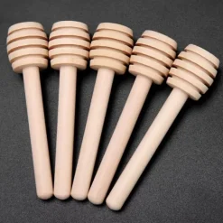 24 st trä honungsdroppspinnar serveringsstav sylt sirap drizzler omrörningsstav köksredskap (8 cm)