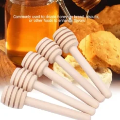 24 st trä honungsdroppspinnar serveringsstav sylt sirap drizzler omrörningsstav köksredskap (8 cm)