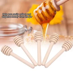 24 st trä honungsdroppspinnar serveringsstav sylt sirap drizzler omrörningsstav köksredskap (8 cm)