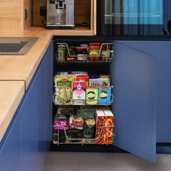 6 st Utdragbara Trådkorgar i Rostfritt Stål - 50 cm (B) med Mjuk Stängning För Skåp och Skafferier Kökslådor Förvaring 430 mm D x 397 mm B x 140 mm H | CDON