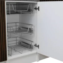 6 st Utdragbara Trådkorgar i Rostfritt Stål - 30 cm (B) med Mjuk Stängning För Skåp och Skafferier Kökslådor Förvaring 430 mm D x 197 mm B x 140 mm H | CDON