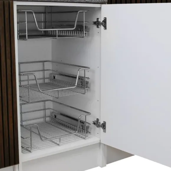 6 st Utdragbara Trådkorgar i Rostfritt Stål - 30 cm (B) med Mjuk Stängning För Skåp och Skafferier Kökslådor Förvaring 430 mm D x 197 mm B x 140 mm H | CDON