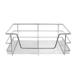 2 st Utdragbara Trådkorgar i Rostfritt Stål - 50 cm (B) med Mjuk Stängning För Skåp och Skafferier Kökslådor Förvaring 430 mm D x 397 mm B x 140 mm H | CDON