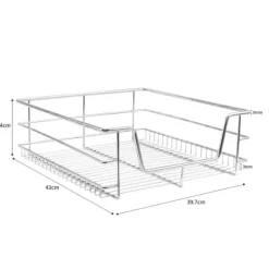2 st Utdragbara Trådkorgar i Rostfritt Stål - 50 cm (B) med Mjuk Stängning För Skåp och Skafferier Kökslådor Förvaring 430 mm D x 397 mm B x 140 mm H | CDON